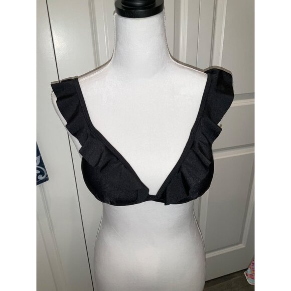 Sophie & Trey Black Padded Ruffle Bikini Top NEW size SMALL - Picture 1 of 6